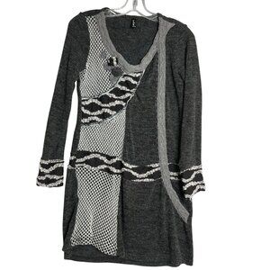 Sacred Threads Tunic Dress Womens S Gray Lagenlook Artsy Boho Knit‎ Sweater